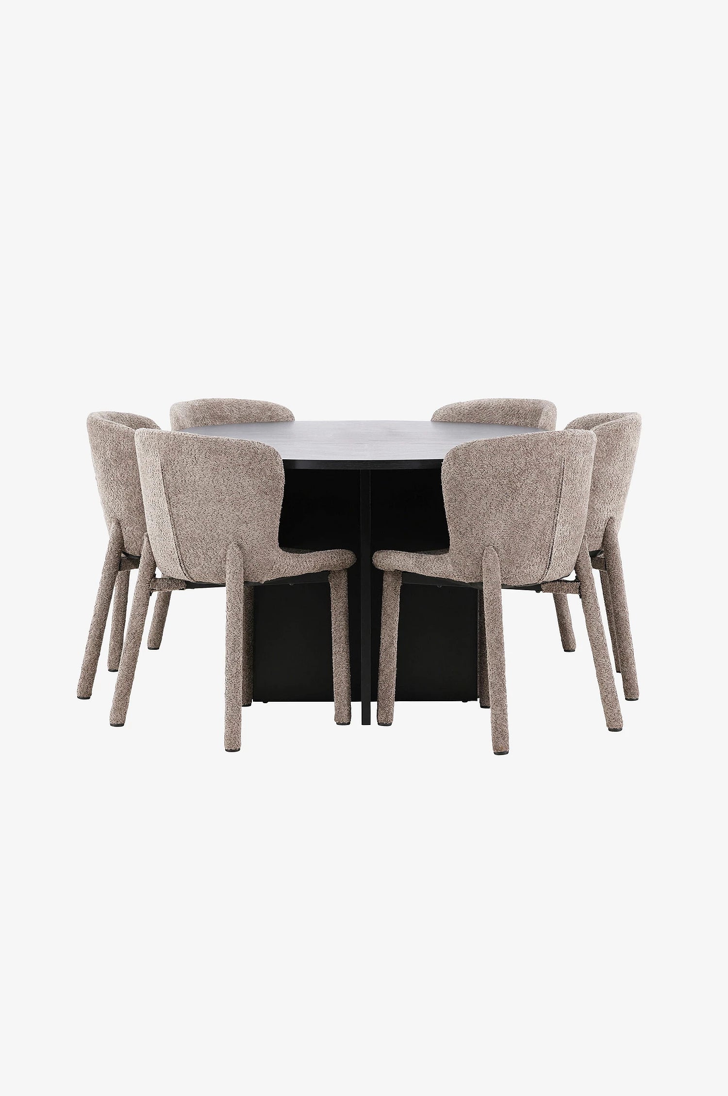 STRADA & ASTORIA Rektangulärt Matbord ⌀120 Svart + 6 Matstolar Brun